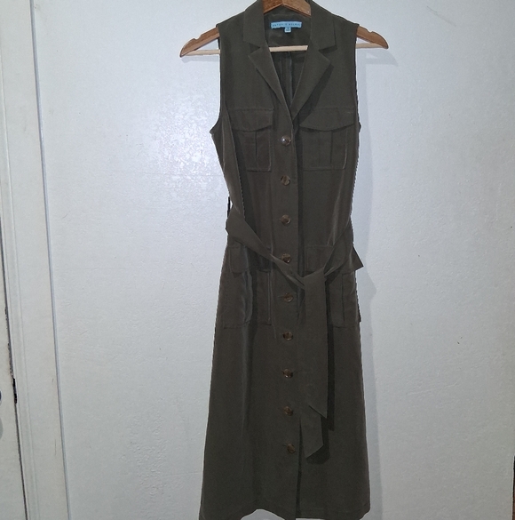 ANTONIO MELANI Button Front Belted Midi Dress - Picture 3 of 6